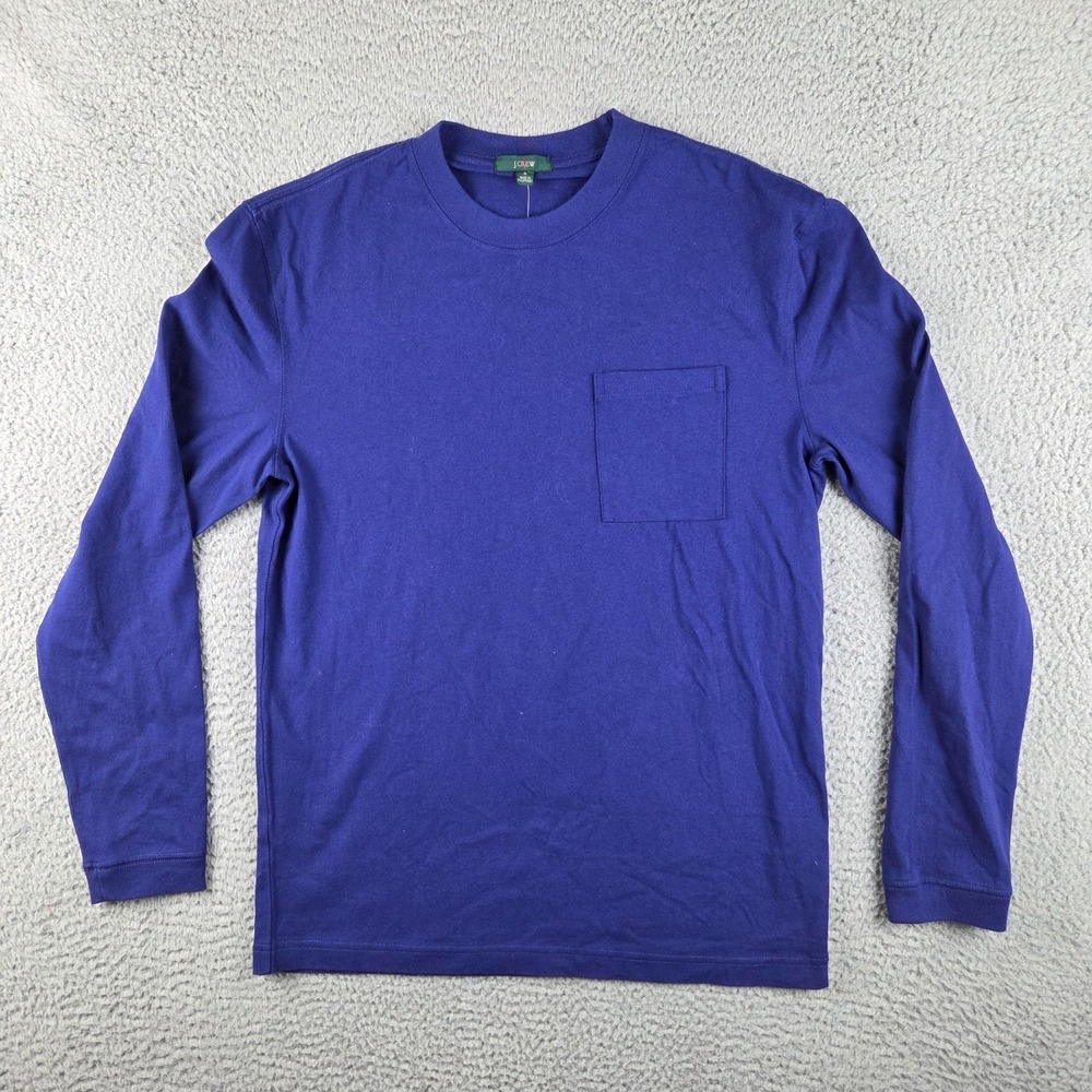 J. Crew Oarsman Shirt Mens Small Blue Purple Long Sleeve Crewneck Pocket